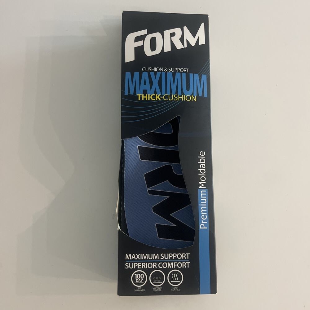 New FORM Insoles Mens 7-7.5 Women 8.5-9 Maximum Support Thick Cushion Blue Work